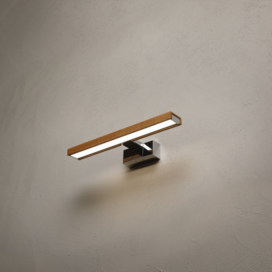 Brilagi - LED φωτισμός καθρέφτη για μπάνιο WOODY MIRROR 3v1 LED/8W/230V 40 cm IP44 γυαλιστερό χρώμιο/δρυς