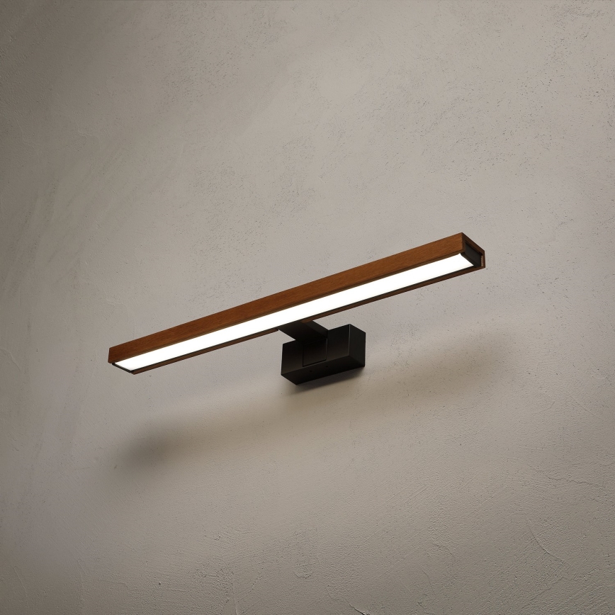 Brilagi - Φωτισμός καθρέφτη μπάνιου LED WOODY MIRROR 3-σε-1 LED/12W/230V 60 cm IP44 μαύρο/δρυς κερασιά