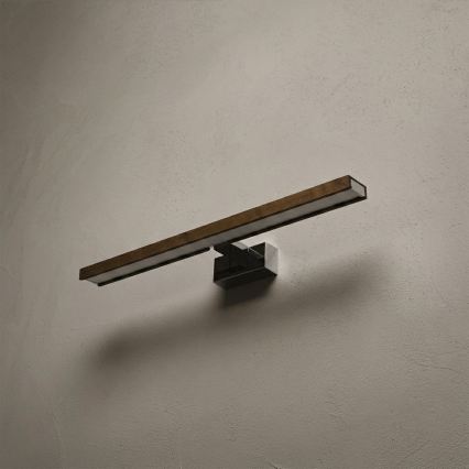 Brilagi - LED φωτισμός καθρέφτη μπάνιου 3-σε-1 WOODY MIRROR LED/12W/230V 60 cm IP44 γυαλιστερό χρώμιο/καρυδιά