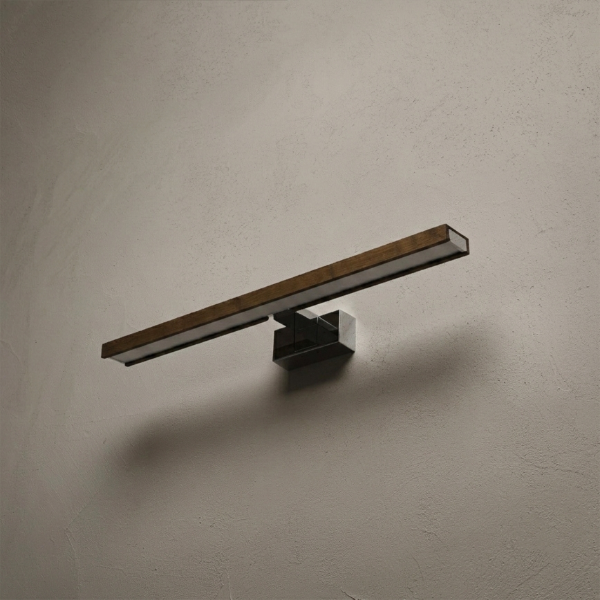 Brilagi - LED φωτισμός καθρέφτη μπάνιου 3-σε-1 WOODY MIRROR LED/12W/230V 60 cm IP44 γυαλιστερό χρώμιο/καρυδιά