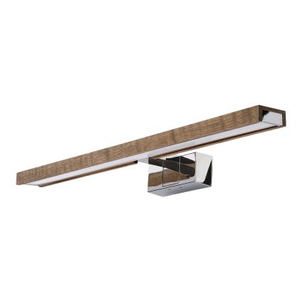Brilagi - LED φωτισμός καθρέφτη μπάνιου 3-σε-1 WOODY MIRROR LED/12W/230V 60 cm IP44 γυαλιστερό χρώμιο/καρυδιά