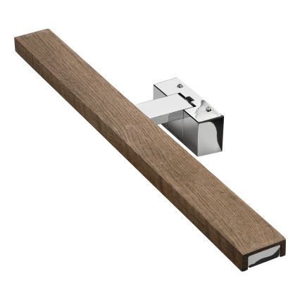 Brilagi - LED φωτισμός καθρέφτη μπάνιου 3-σε-1 WOODY MIRROR LED/12W/230V 60 cm IP44 γυαλιστερό χρώμιο/καρυδιά