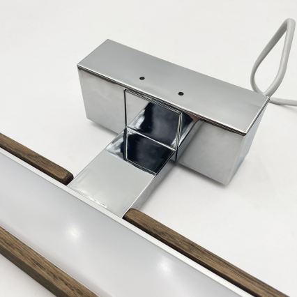 Brilagi - LED φωτισμός καθρέφτη μπάνιου 3-σε-1 WOODY MIRROR LED/12W/230V 60 cm IP44 γυαλιστερό χρώμιο/καρυδιά