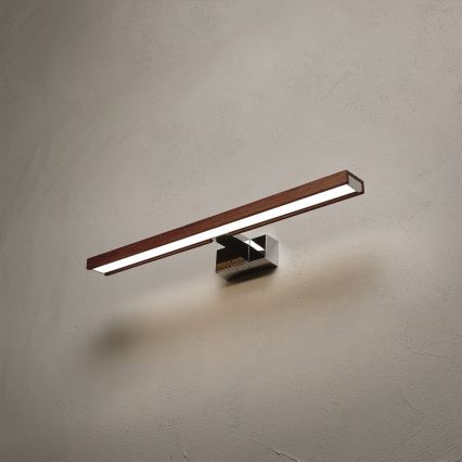 Brilagi - LED Φωτισμός καθρέφτη μπάνιου 3 σε 1 WOODY MIRROR LED/12W/230V 60 cm IP44 γυαλιστερό χρώμιο/δρυς-κερασιά