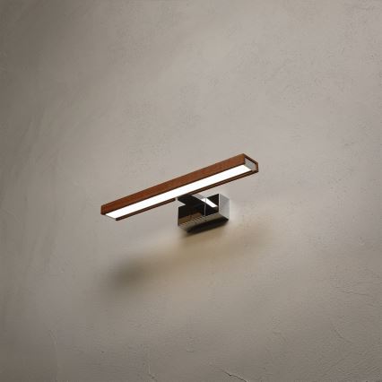 Brilagi - LED Φωτισμός καθρέφτη μπάνιου 3v1 WOODY MIRROR LED/8W/230V 40 cm IP44 γυαλιστερό χρώμιο/δρυς κερασιά