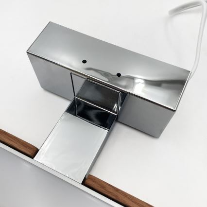 Brilagi - LED Φωτισμός καθρέφτη μπάνιου 3v1 WOODY MIRROR LED/8W/230V 40 cm IP44 γυαλιστερό χρώμιο/δρυς κερασιά