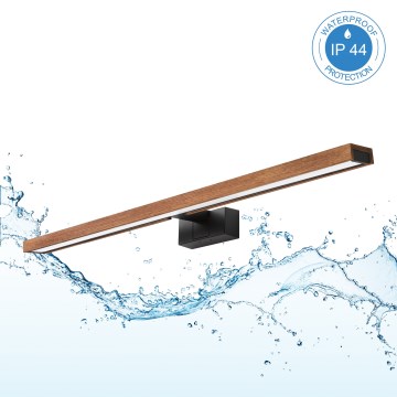 Brilagi - LED φωτισμός για καθρέφτη μπάνιου WOODY MIRROR 3σε1 LED/15W/230V 80 cm IP44 μαύρο/κερασένια δρυς