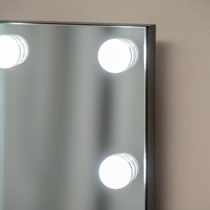 BRILAGI - Ρυθμιζόμενος LED καθρέφτης για μακιγιάζ HOLLYWOOD LED/15W/230V CCT + 2x USB 55x77 cm μαύρος