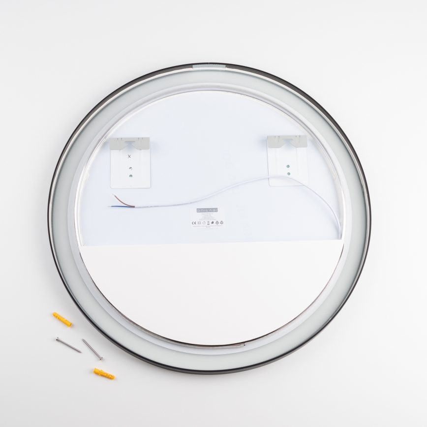 Brilagi - LED καθρέφτης μπάνιου ASTI LED/19W/230V διάμ. 60 cm σε μαύρο χρώμα IP44 CRI 90 ρυθμιζόμενος + CCT