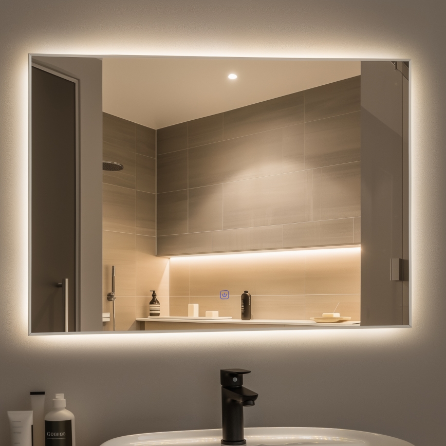 Brilagi - LED καθρέφτης μπάνιου DESIO LED/28W/230V 60x80 cm ασημί IP44 CRI 90 ρυθμιζόμενος + CCT