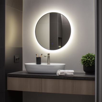 Brilagi - Καθρέφτης μπάνιου LED VENA BLACK LED/19W/230V διάμ. 60 εκ. IP44 CRI 90 ρυθμιζόμενος + CCT