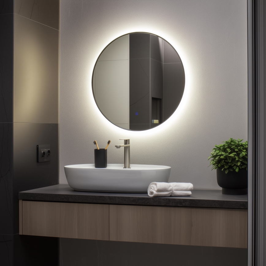 Brilagi - Καθρέφτης μπάνιου LED VENA BLACK LED/19W/230V διάμ. 60 εκ. IP44 CRI 90 ρυθμιζόμενος + CCT