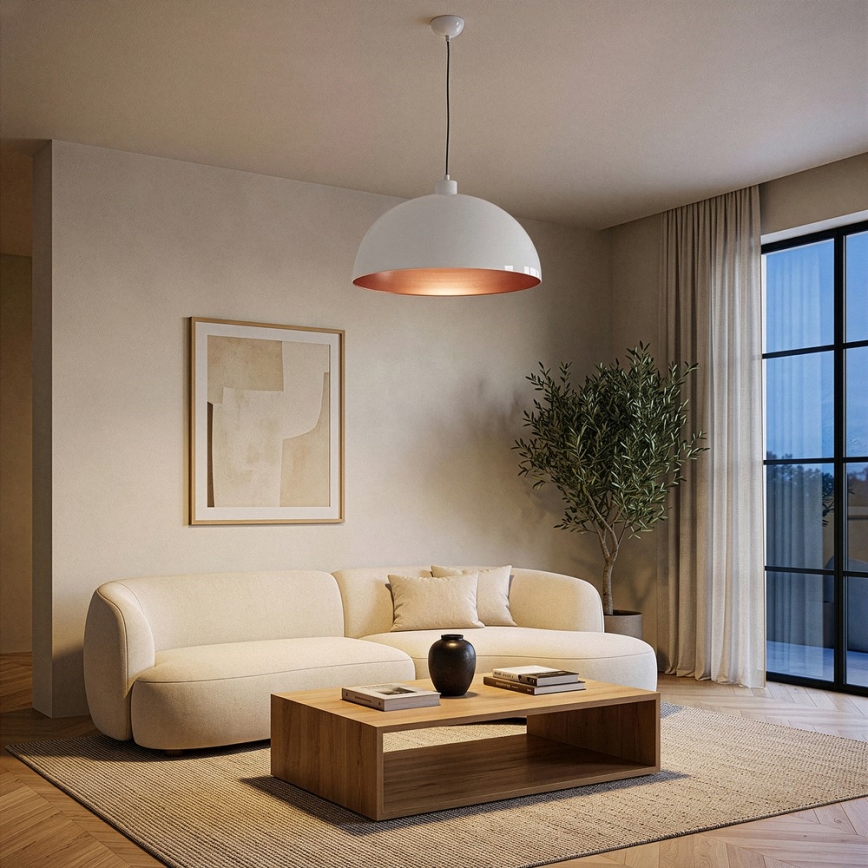 Brilagi - LED κρεμαστό φωτιστικό METALO σε καλώδιο 1xE27/40W/230V, διάμ. 40 cm λευκό/χαλκό