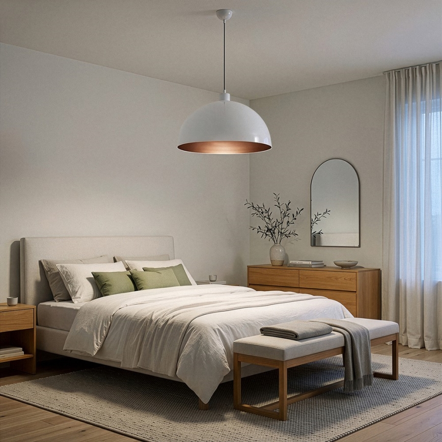 Brilagi - LED κρεμαστό φωτιστικό METALO σε καλώδιο 1xE27/40W/230V, διάμ. 40 cm λευκό/χαλκό
