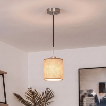 Brilagi - LED κρεμαστό φωτιστικό NUBILA με καλώδιο, 1xE27/60W/230V, Ø 14 cm, μαύρο/ανοιχτό καφέ
