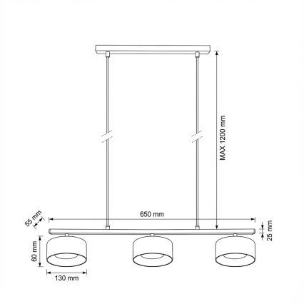 Brilagi - LED Κρεμαστό φωτιστικό σε καλώδιο AURA LUX 3xGX53/30W/230V μαύρο/καπνιστό