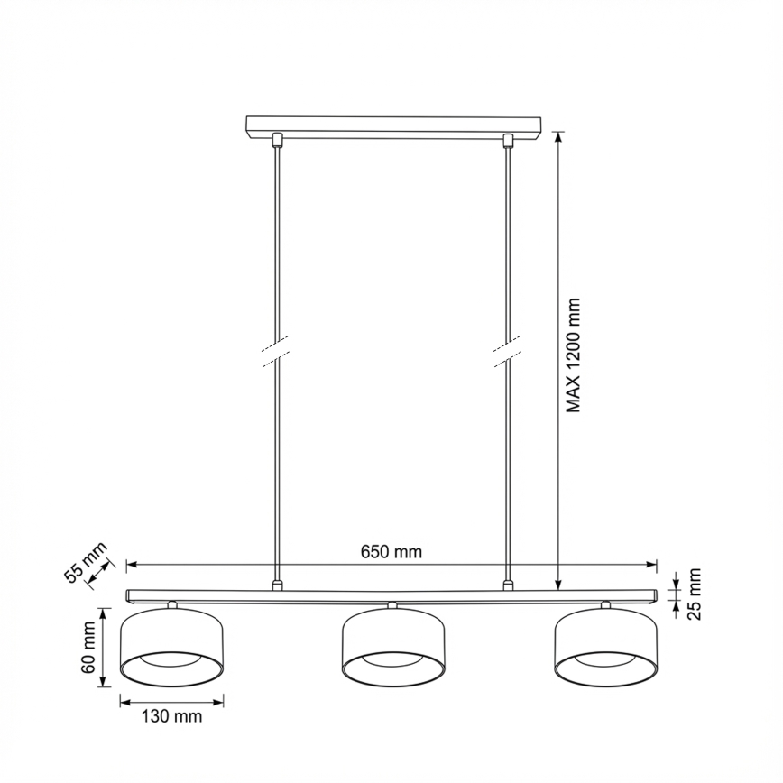 Brilagi - LED Κρεμαστό φωτιστικό σε καλώδιο AURA LUX 3xGX53/30W/230V μαύρο/καπνιστό