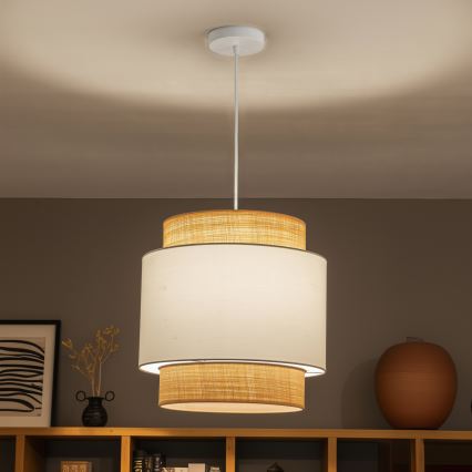 Brilagi - LED κρεμαστό φωτιστικό σε καλώδιο CERIA 1xE27/40W/230V Ø 40 cm μπεζ/λευκό