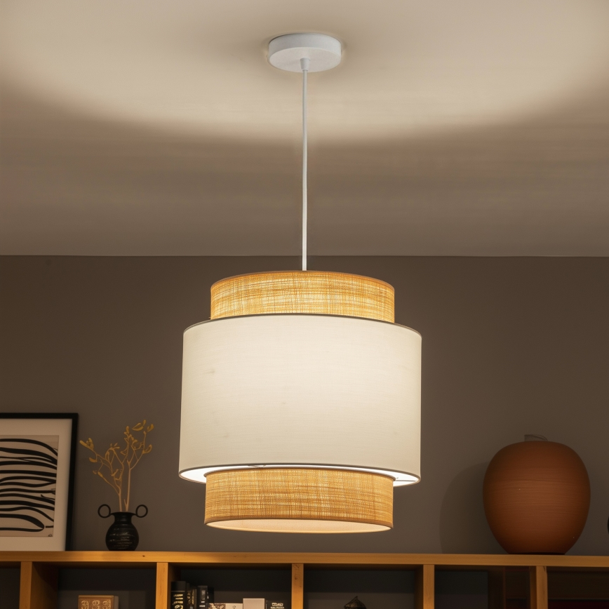 Brilagi - LED κρεμαστό φωτιστικό σε καλώδιο CERIA 1xE27/40W/230V Ø 40 cm μπεζ/λευκό