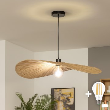 Brilagi - LED κρεμαστό φωτιστικό σε καλώδιο CERIA BOHO 1xE27/40W/230V Ø 80 cm ραφία