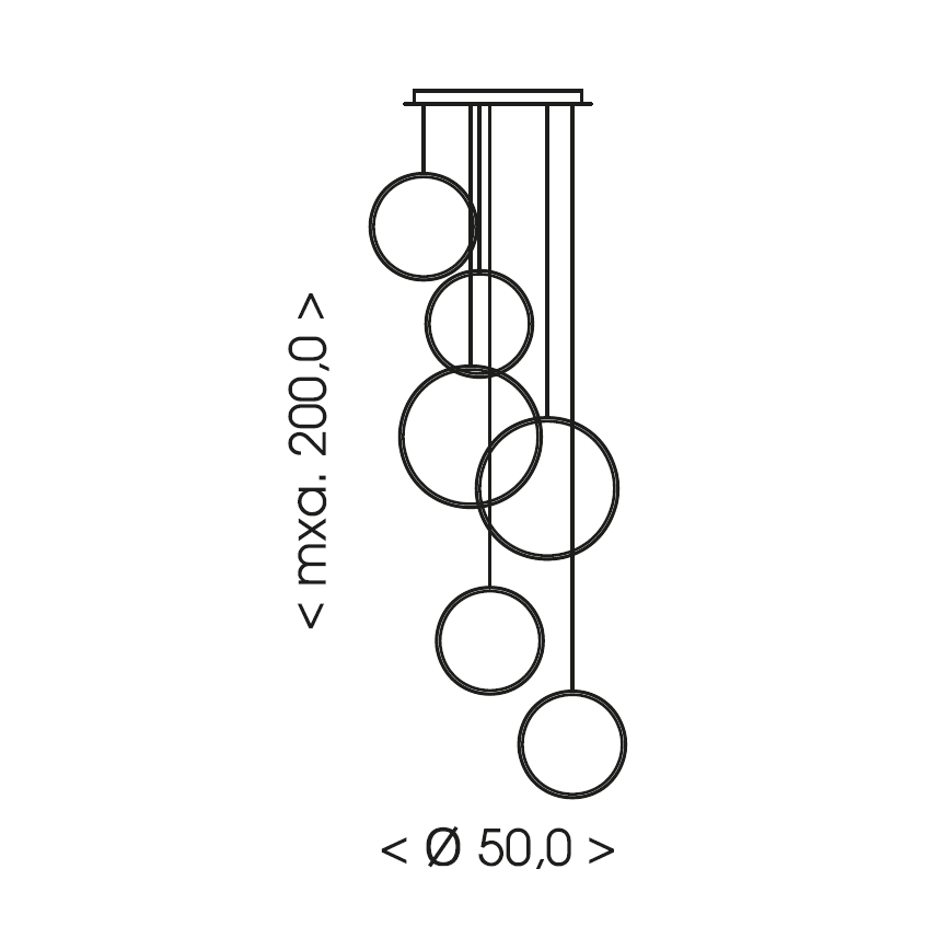 Brilagi - LED κρεμαστό φωτιστικό σε καλώδιο ECHO LED/80W/230V 4000K Ø 50 cm μαύρο