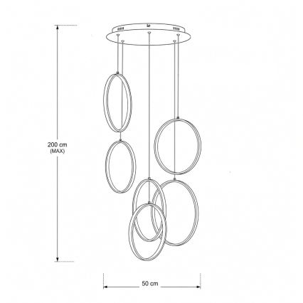 BRILAGI - LED κρεμαστό φωτιστικό σε καλώδιο ECHO LED/80W/230V 4000K Ø 50 cm μαύρο