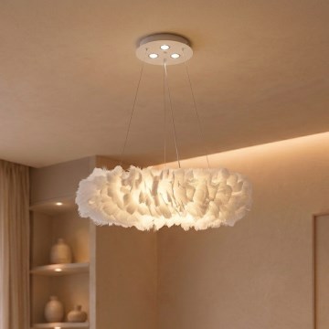 Brilagi - LED κρεμαστό φωτιστικό σε καλώδιο FEATHER 3xE27/40W/230V + 3xLED/3W διάμετρος 50 cm λευκό