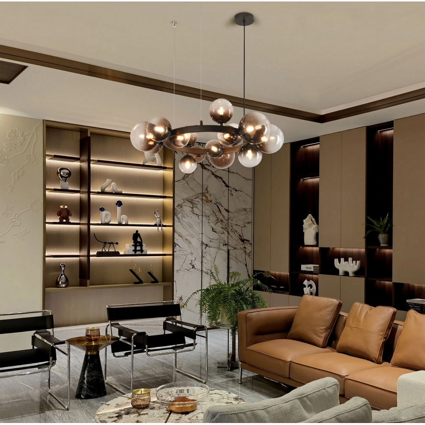 Brilagi - LED κρεμαστό φωτιστικό σε καλώδιο MILLA 15xG9/3W/230V καφέ/καπνιστό καφέ