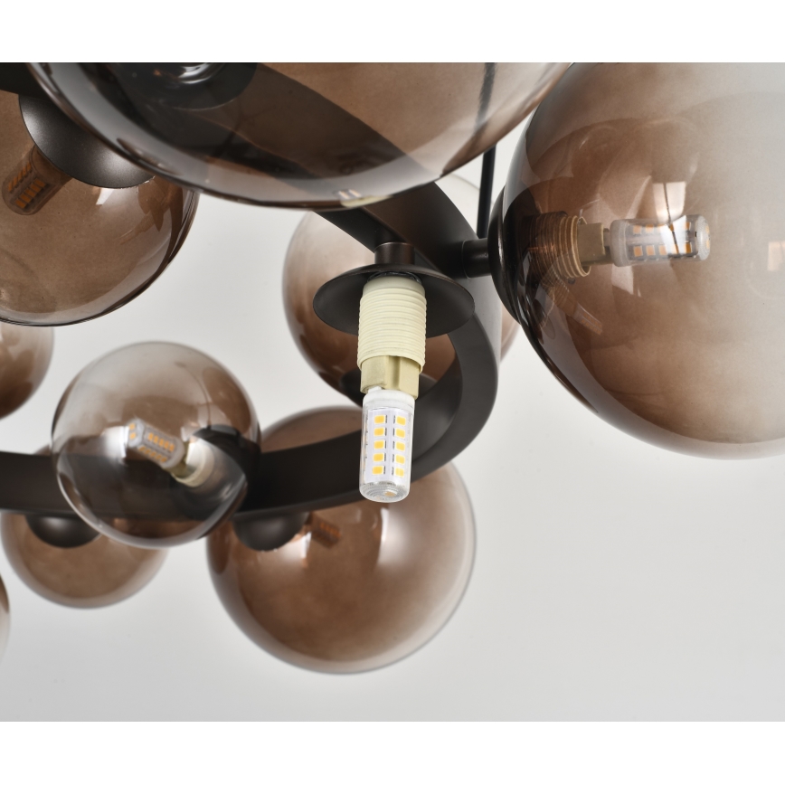 Brilagi - LED κρεμαστό φωτιστικό σε καλώδιο MILLA 15xG9/3W/230V καφέ/καπνιστό καφέ