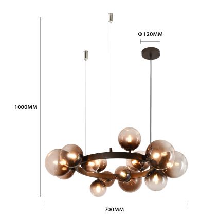 Brilagi - LED κρεμαστό φωτιστικό σε καλώδιο MILLA 15xG9/3W/230V καφέ/καπνιστό καφέ