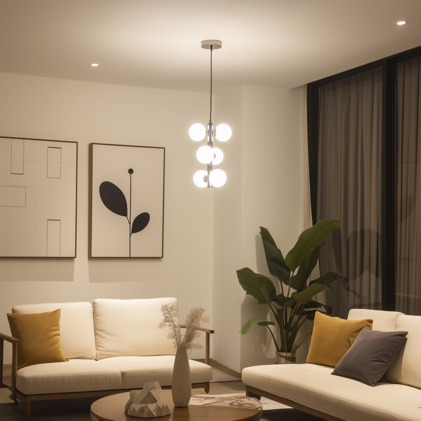 Brilagi - LED κρεμαστό φωτιστικό σε καλώδιο MILLA 6xG9/3W/230V μαύρο χρώμιο/λευκό