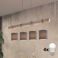 Brilagi - LED κρεμαστό φωτιστικό σε καλώδιο NUBILA 4xE27/60W/230V γκρι/ανθρακί