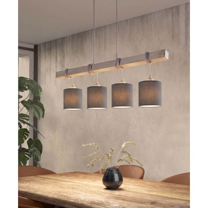 Brilagi - LED κρεμαστό φωτιστικό σε καλώδιο NUBILA 4xE27/60W/230V γκρι/ανθρακί