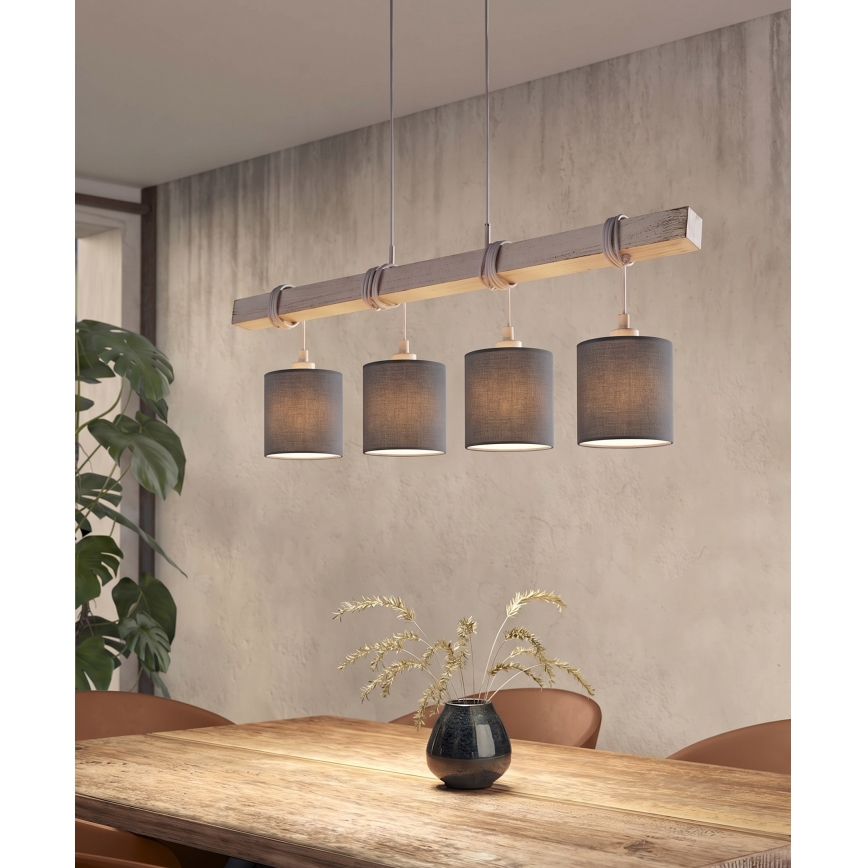 Brilagi - LED κρεμαστό φωτιστικό σε καλώδιο NUBILA 4xE27/60W/230V γκρι/ανθρακί