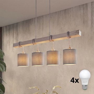 Brilagi - LED κρεμαστό φωτιστικό σε καλώδιο NUBILA 4xE27/60W/230V γκρι