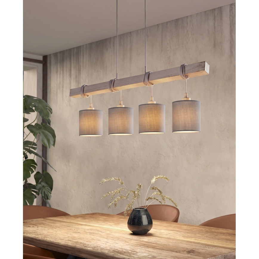 Brilagi - LED κρεμαστό φωτιστικό σε καλώδιο NUBILA 4xE27/60W/230V γκρι