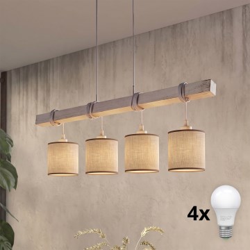 Brilagi - LED κρεμαστό φωτιστικό σε καλώδιο NUBILA 4xE27/60W/230V γκρι/καφέ