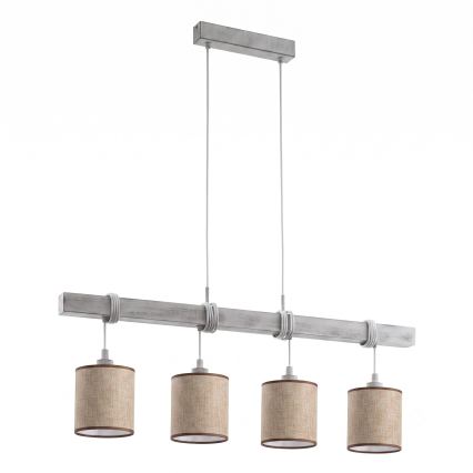 Brilagi - LED κρεμαστό φωτιστικό σε καλώδιο NUBILA 4xE27/60W/230V γκρι/καφέ