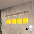 Brilagi - LED κρεμαστό φωτιστικό σε καλώδιο NUBILA 4xE27/60W/230V γκρι/κίτρινο