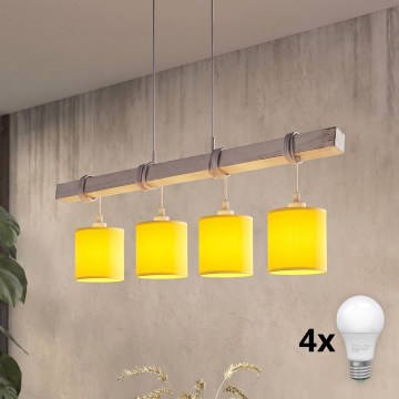 Brilagi - LED κρεμαστό φωτιστικό σε καλώδιο NUBILA 4xE27/60W/230V γκρι/κίτρινο