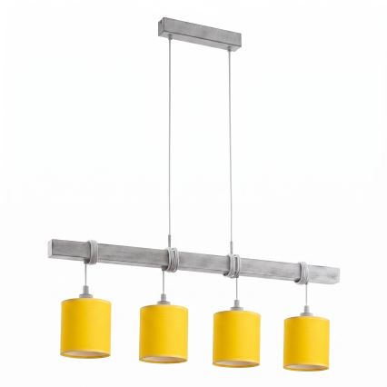 Brilagi - LED κρεμαστό φωτιστικό σε καλώδιο NUBILA 4xE27/60W/230V γκρι/κίτρινο