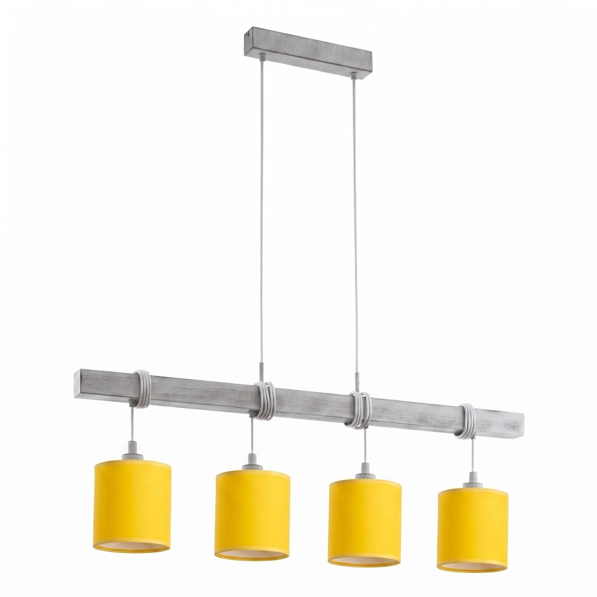 Brilagi - LED κρεμαστό φωτιστικό σε καλώδιο NUBILA 4xE27/60W/230V γκρι/κίτρινο