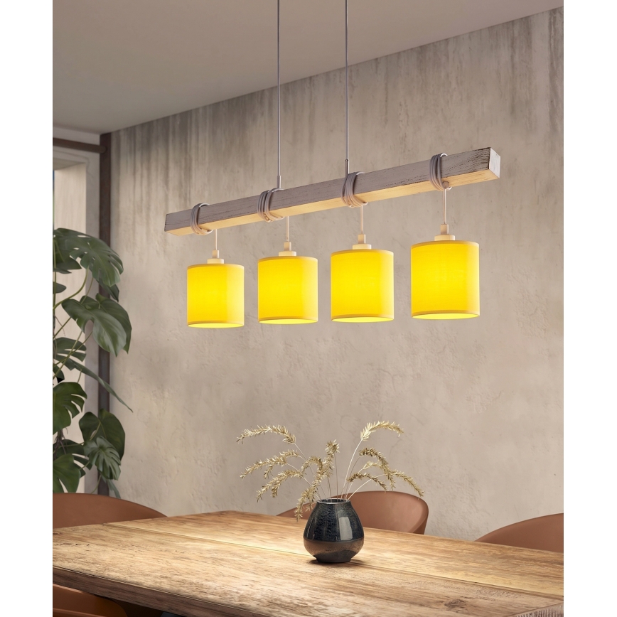 Brilagi - LED κρεμαστό φωτιστικό σε καλώδιο NUBILA 4xE27/60W/230V γκρι/κίτρινο