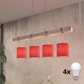 Brilagi - LED κρεμαστό φωτιστικό σε καλώδιο NUBILA 4xE27/60W/230V γκρι/κόκκινο