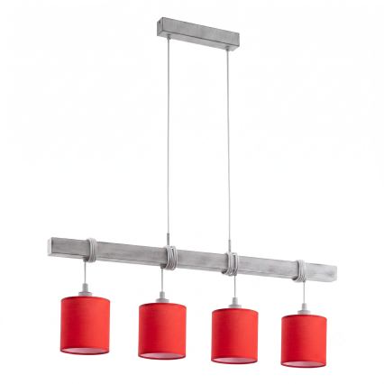 Brilagi - LED κρεμαστό φωτιστικό σε καλώδιο NUBILA 4xE27/60W/230V γκρι/κόκκινο