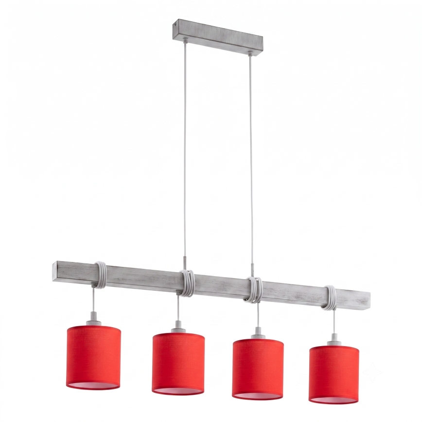 Brilagi - LED κρεμαστό φωτιστικό σε καλώδιο NUBILA 4xE27/60W/230V γκρι/κόκκινο