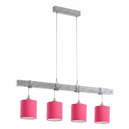 Brilagi - LED κρεμαστό φωτιστικό σε καλώδιο NUBILA 4xE27/60W/230V γκρι/ροζ