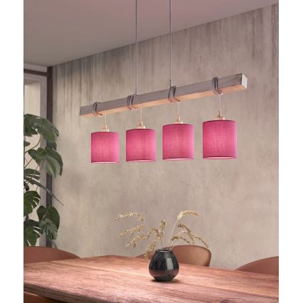 Brilagi - LED κρεμαστό φωτιστικό σε καλώδιο NUBILA 4xE27/60W/230V γκρι/ροζ