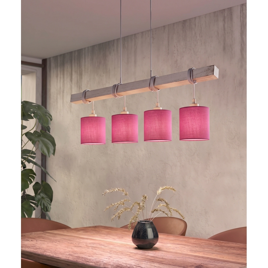 Brilagi - LED κρεμαστό φωτιστικό σε καλώδιο NUBILA 4xE27/60W/230V γκρι/ροζ
