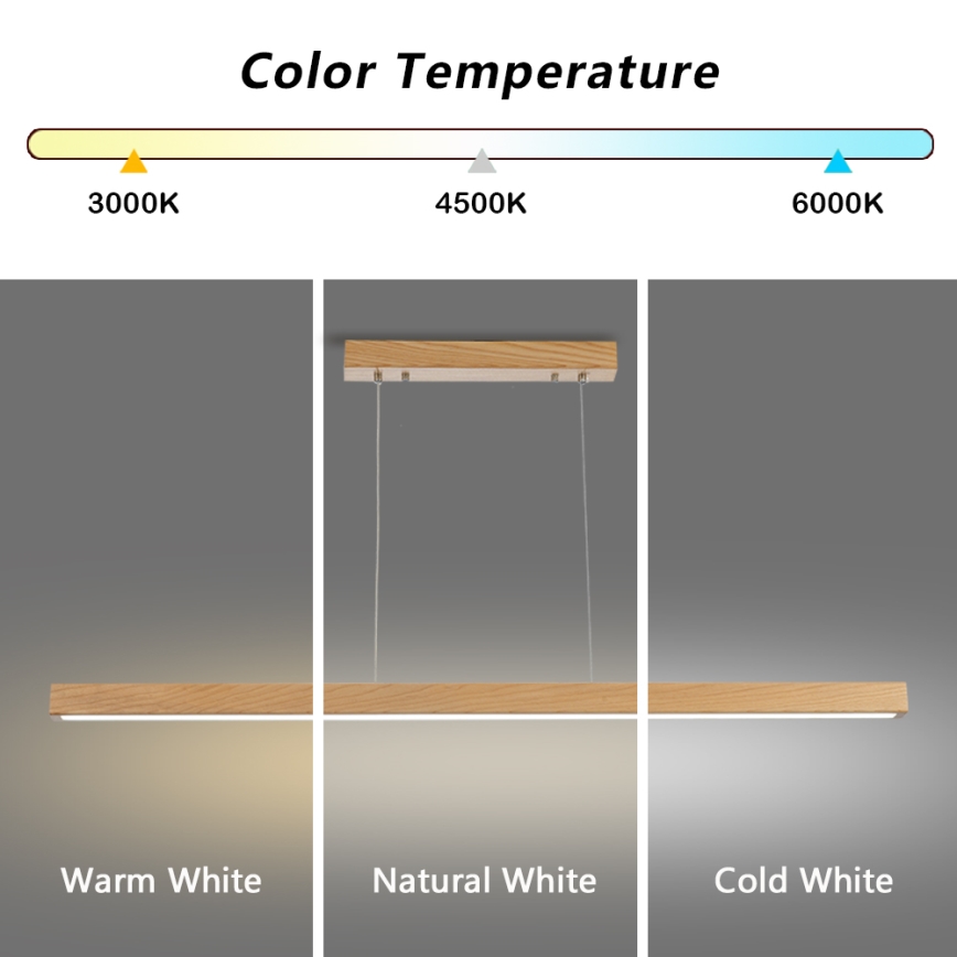 Brilagi - LED κρεμαστό φωτιστικό σε καλώδιο OAK LED/30W/230V 3000/4500/6000K δρυς